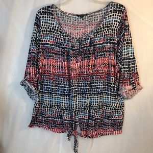 Cable and Gauge Scoop‎ Neck Blouse with tie waist